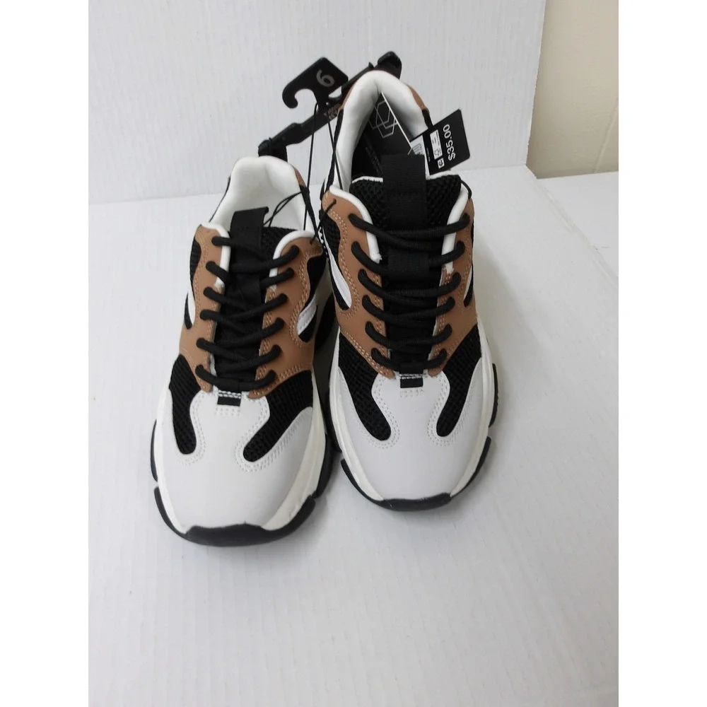 Madden NYC Mens Chunky‎ Dad Sneakers White Black Tan  Sz 6 / #26703